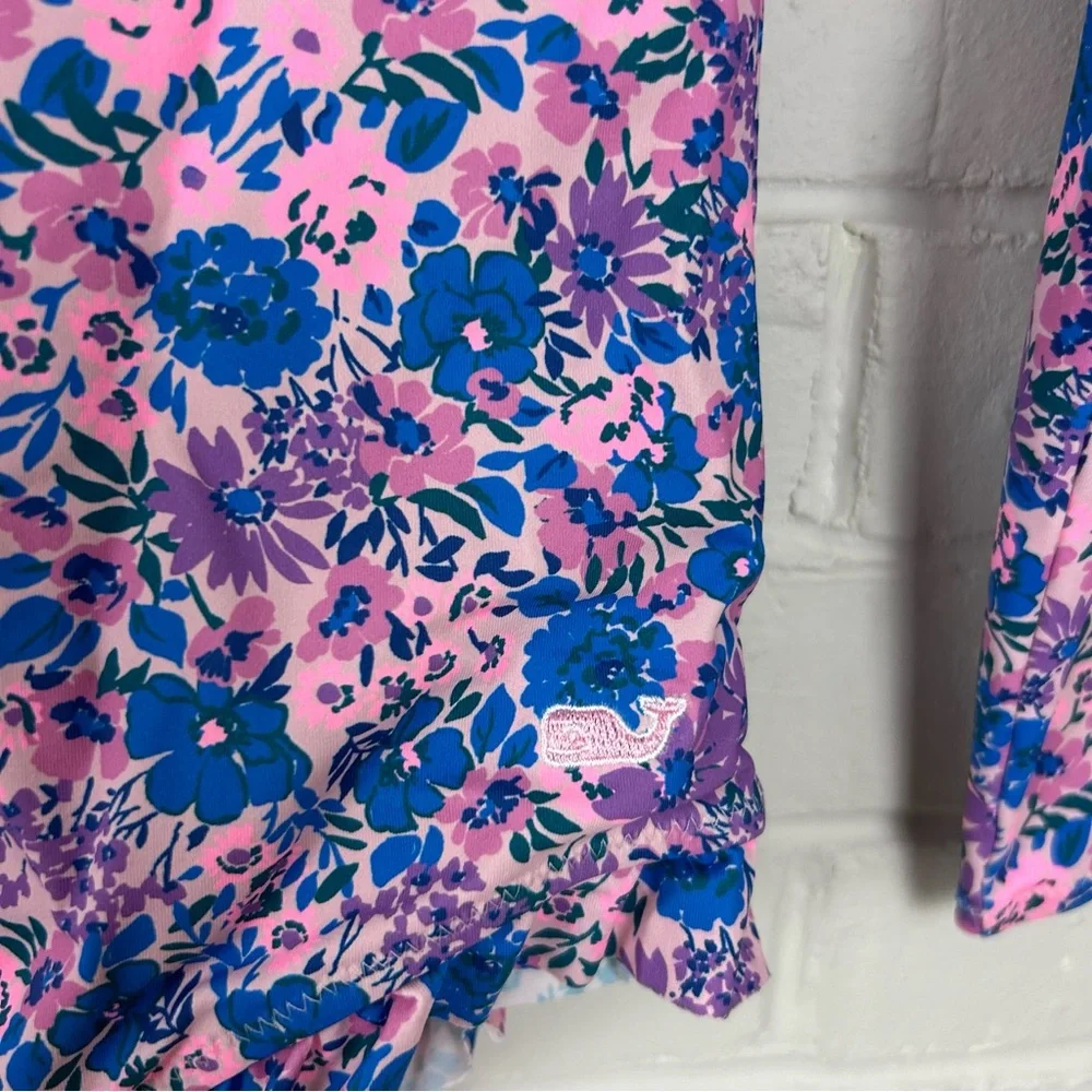 Vineyard Vines Girls Floral Long Sleeve One Piece Swimsuit Size M 12-14